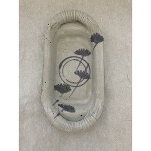 Hand Thrown Art Pottery Shallow Butter Snack Platter Dish Signed Purple Flowers